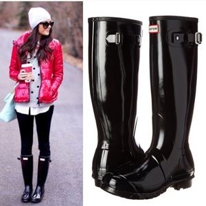 Hunter Original Tall Gloss Rain Boots Onyx Black